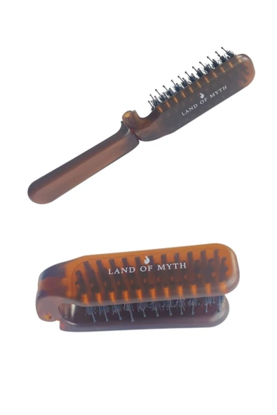 LAND OF MYTH LOM1291 Çanta Tipi Katlanabilir Saç Açma Tarama Fırçası – Kehribar