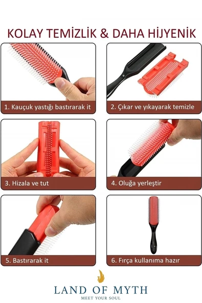 LAND OF MYTH Styling Brush, 9 Sıra Şekillendirme Fırçası, ( Curly Girl ) Kıvırcık Kız Metodu Fırçası - 3