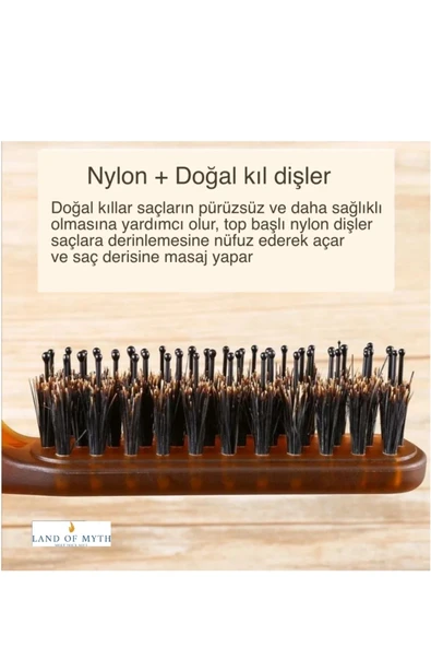 LAND OF MYTH LOM1291 Çanta Tipi Katlanabilir Saç Açma Tarama Fırçası – Kehribar - 2