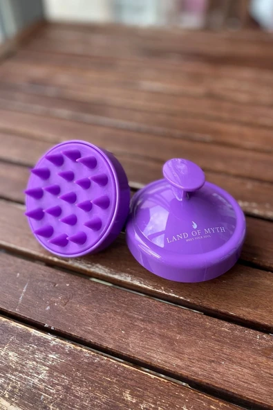 LAND OF MYTH Lom1036 Yumuşak Silikon Dişli Saç Derisi Masaj Şampuan Duş Fırçası Yetişkin Çocuk Evcil Hayvan - Mor - 3