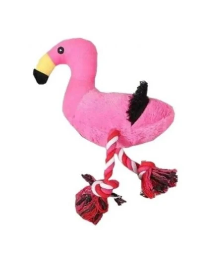 Wow Sesli, Diş İpli Peluş Flamingo Köpek Oyuncağı 40 cm - 2