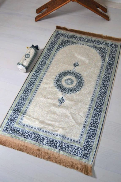 Mihrap Desenli İpek Dokulu Keseli Seccade Krem ürün görseli