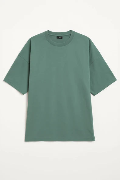 Erkek Bisiklet Yaka Oversize %100 Pamuk T-Shirt - 8