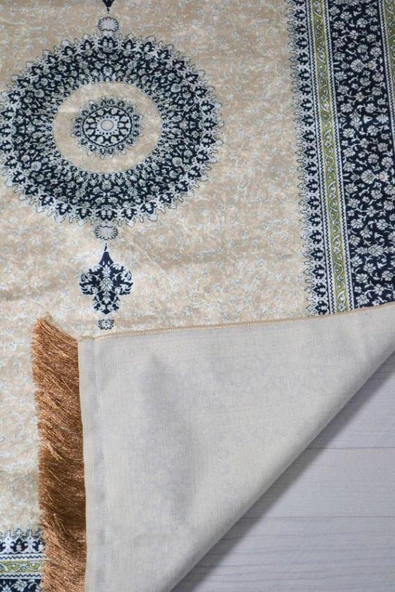 Mihrap Desenli İpek Dokulu Keseli Seccade Krem - Resim 3