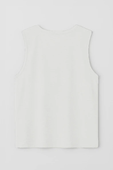 Erkek Bisiklet Yaka Baskılı Açık Mavi Kolsuz T-shirt - 6