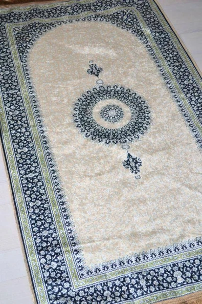 Mihrap Desenli İpek Dokulu Keseli Seccade Krem - Resim 4