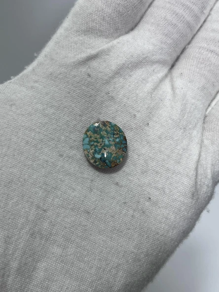 Okyanus Temalı Doğal Kabaşon Firuze Taşı 8,3 Karat - Turkuaz Taşı 1,66 Gram - 2