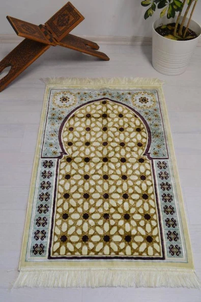 Lüks Kadife Seccade - 70x110 cm - Kalın Yumuşak Doku- Su Yeşili ürün görseli