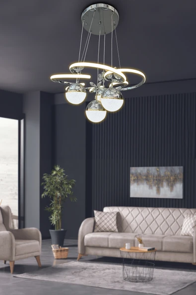 Modern Sarkıt Florya 4 Toplu Led Avize Salon & Oturma Odası Avizesi - 3