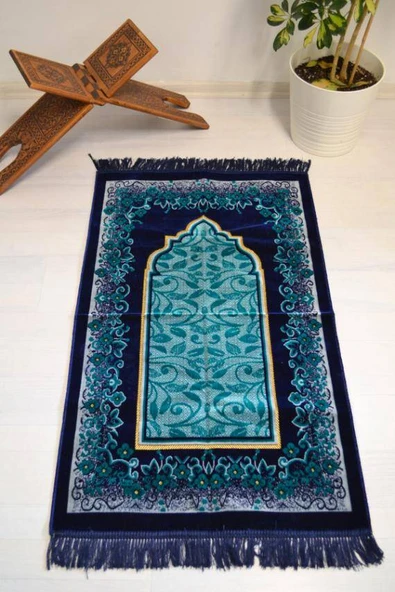 Kadife Seccade Kalın Yumuşak Doku - Şık ve Konforlu- 70x110 cm- Mavi ürün görseli