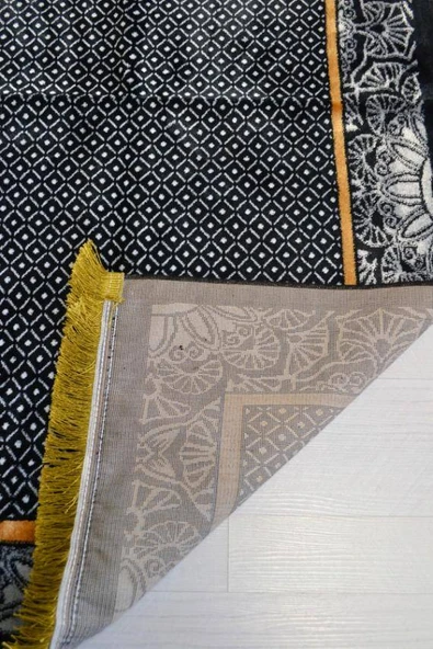 Lüks Kadife Seccade - 70x110 cm - Kalın Yumuşak Doku - Şık ve Konforlu Siyah - Resim 3