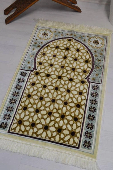 Lüks Kadife Seccade - 70x110 cm - Kalın Yumuşak Doku- Su Yeşili - Resim 4