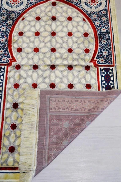 Lüks Kadife Seccade - 70x110 cm - Kalın Yumuşak Doku- Lacivert - Resim 3