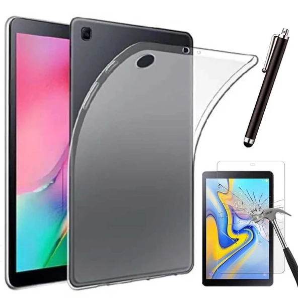 Samsung Galaxy Tab A SM T510 (2019) Uyumlu Şeffaf Kılıf Cam Kalem Set ürün görseli 1
