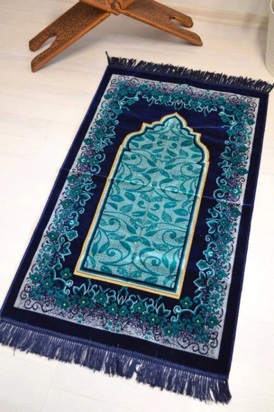 Kadife Seccade Kalın Yumuşak Doku - Şık ve Konforlu- 70x110 cm- Mavi - Resim 4