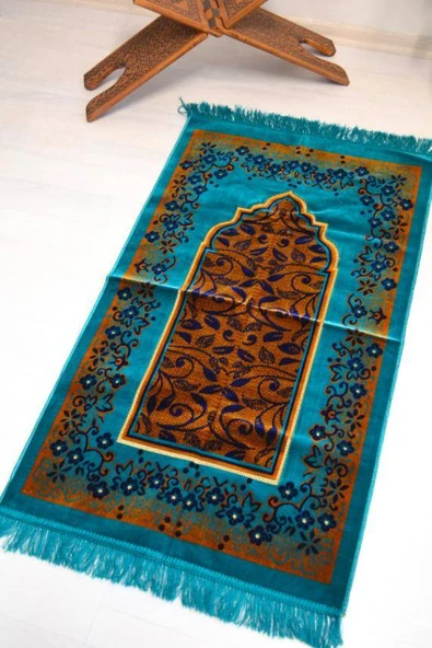 Kadife Seccade Kalın Yumuşak Doku - Şık ve Konforlu- 70x110 cm- Açık Mavi - Resim 4