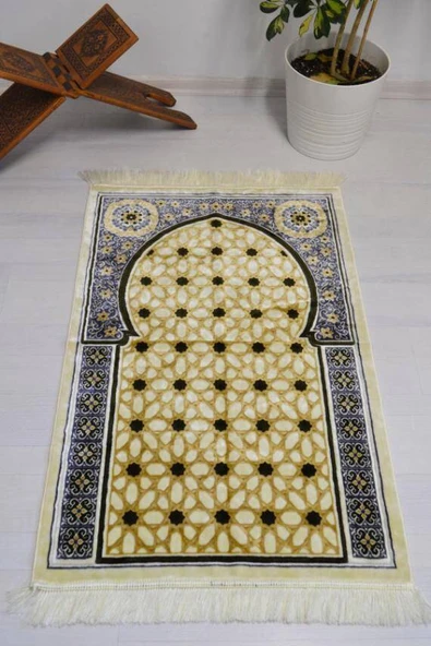 Lüks Kadife Seccade - 70x110 cm - Kalın Yumuşak Doku- Haki ürün görseli