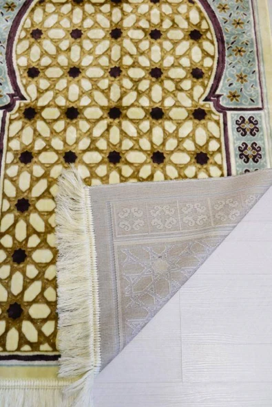 Lüks Kadife Seccade - 70x110 cm - Kalın Yumuşak Doku- Su Yeşili - Resim 3