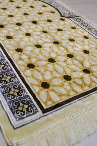 Lüks Kadife Seccade - 70x110 cm - Kalın Yumuşak Doku- Haki - Resim 2