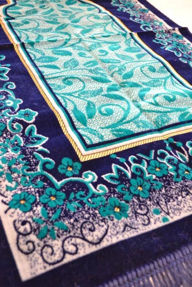 Kadife Seccade Kalın Yumuşak Doku - Şık ve Konforlu- 70x110 cm- Mavi - Resim 2