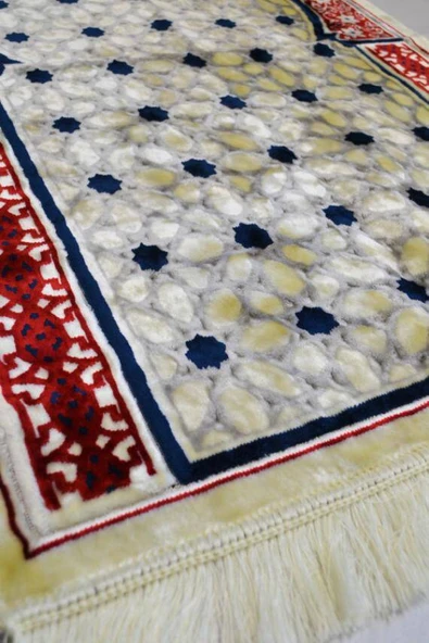 Lüks Kadife Seccade - 70x110 cm - Kalın Yumuşak Doku- Kırmızı - Resim 2