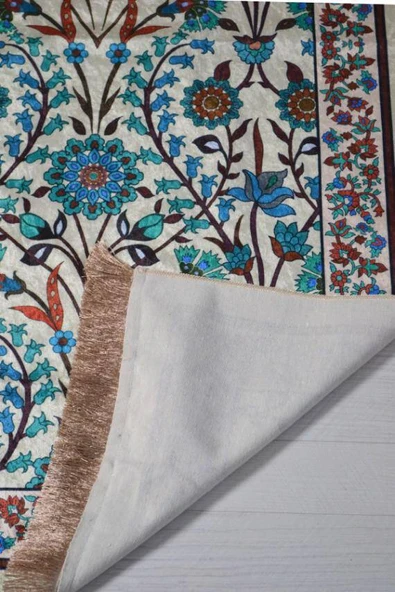 İpek Dokulu Keseli Seccade Çiçek Desenli Çok Renkli - Resim 3