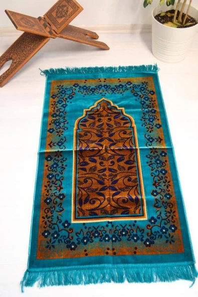 Kadife Seccade Kalın Yumuşak Doku - Şık ve Konforlu- 70x110 cm- Açık Mavi ürün görseli