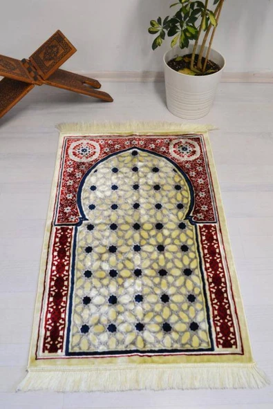 Lüks Kadife Seccade - 70x110 cm - Kalın Yumuşak Doku- Kırmızı ürün görseli