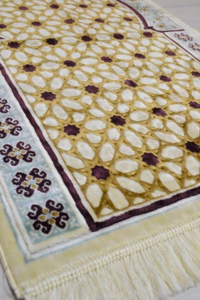 Lüks Kadife Seccade - 70x110 cm - Kalın Yumuşak Doku- Su Yeşili - Resim 2