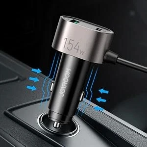 Joyroom JR-CL06 Üç Soketli 5in1 154W Araç Şarj Adaptörü PD+QC3.0+USB*4 - 3