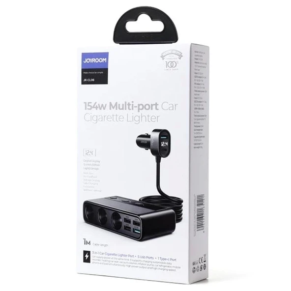 Joyroom JR-CL06 Üç Soketli 5in1 154W Araç Şarj Adaptörü PD+QC3.0+USB*4 - 5