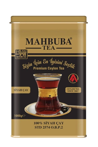Mahbuba STD 2574 Premium İthal Seylan Sri Lanka Ceylon Kaçak Siyah Yaprak Çayı 1kg Teneke