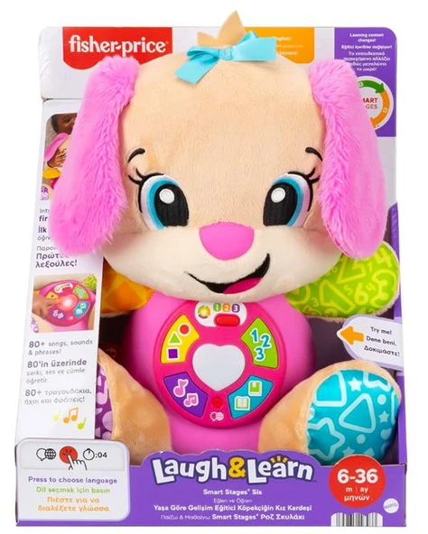 Fisher Price Gül ve Öğren Akıllı Aşamalar Yavru Köpek Pembe JFD34