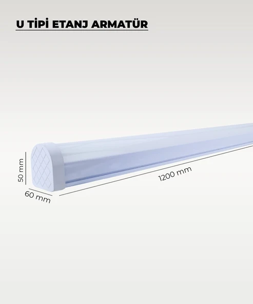 54W U Tipi Etanj Armatür 6500K Beyaz Işık - IP65 - Resim 3