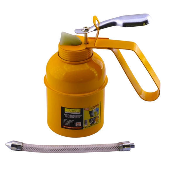 300 ml Spiralli Metal Gövdeli Yağdanlık Uçlu Yağ Pompası Araba Makine Atölye Yağdanlığı - 3