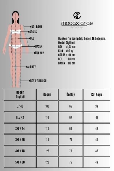 Kadın Büyük Beden Bantlı V yaka Bluz 1919-25 - 8