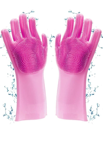 Tilbe Home Silikon Eldiven Bulaşık Yıkama Eldiveni Dayanıklı Kaymaz Tırtıklı Eldiven Fırın Mutfak Eldiveni - 2