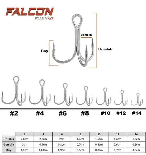 Fujin Falcon Süper Anti-Rust Üçlü Kanca - Resim 2