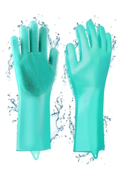 Tilbe Home Silikon Eldiven Bulaşık Yıkama Eldiveni Dayanıklı Kaymaz Tırtıklı Eldiven Fırın Mutfak Eldiveni - 4