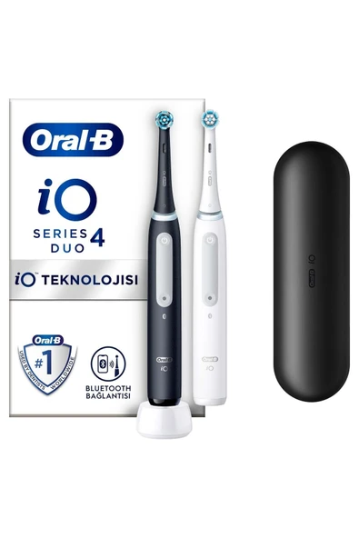 Oral-B iO 4 Şarjlı Diş Fırçası Seti 2'li - Mat Siyah / Beyaz