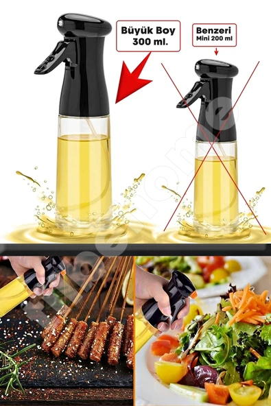 Tilbe Home 2li Büyük Cam Sprey Yağdanlık Airfryer Püskürtmeli Sprey Şişe Ayçiçek Zeytinyağı Sirkelik 300 ml - 2