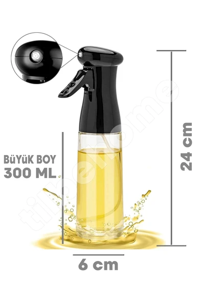 Tilbe Home 2li Büyük Cam Sprey Yağdanlık Airfryer Püskürtmeli Sprey Şişe Ayçiçek Zeytinyağı Sirkelik 300 ml - 4