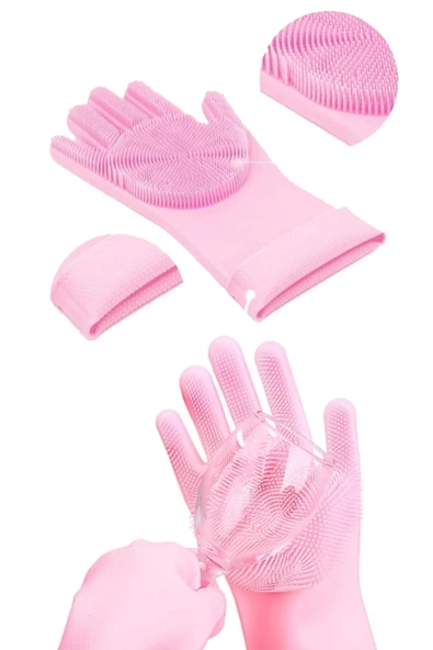 Tilbe Home 2'li Sihirli Silikon Bulaşık Yıkama Eldiveni Tencere Tava Ovma Lavabo Mutfak Fırın Temizlik Iş Eldiven - 3