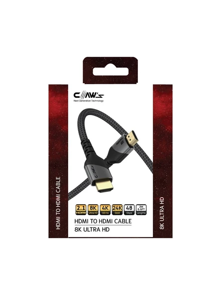 Claw's 8K UHD HDMI 2.1 48 Gbps / 24K Gold / Alüminyum Gövdeli 8K 60Hz-4K 120Hz-2K 240HZ-FHD 240Hz Destekli Premium HDMI Kablo(C-HP-B1)