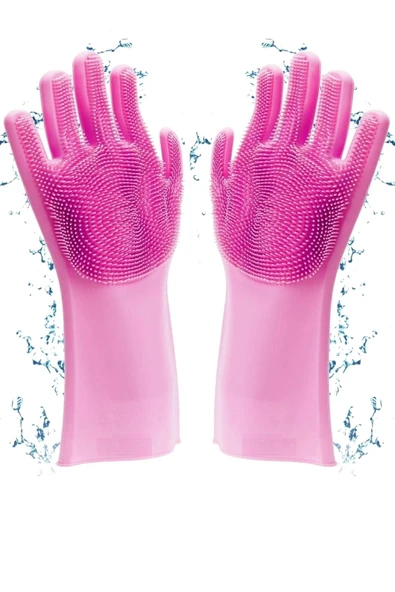 Tilbe Home 2'li Sihirli Silikon Bulaşık Yıkama Eldiveni Evcil Hayvan Araç Yıkama Mutfak Ev Temizlik Eldiveni - 2