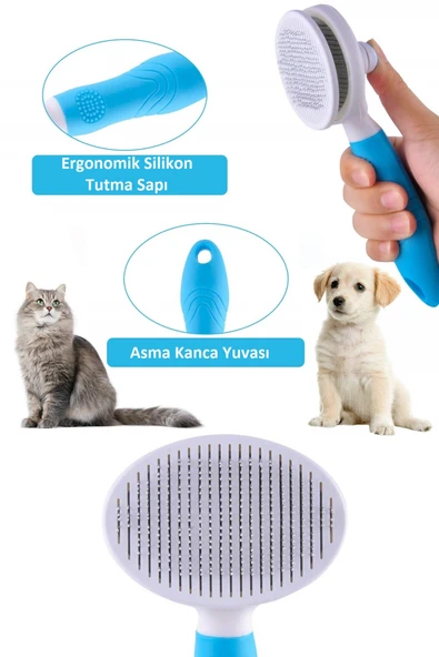 Tilbe Home Kedi Fırça ve Tarağı Kıl Tüy Toplama Basmalı Tiftik Kedi Köpek Evcil Hayvan Temizleme Masaj Aleti - 2