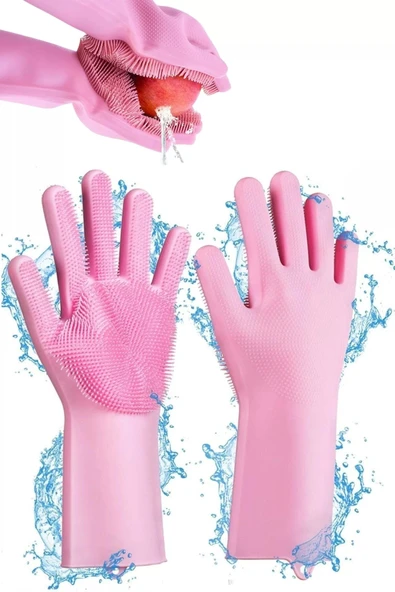 Tilbe Home 2'li Sihirli Silikon Bulaşık Yıkama Eldiveni Tencere Tava Ovma Lavabo Mutfak Fırın Temizlik Iş Eldiven - 4