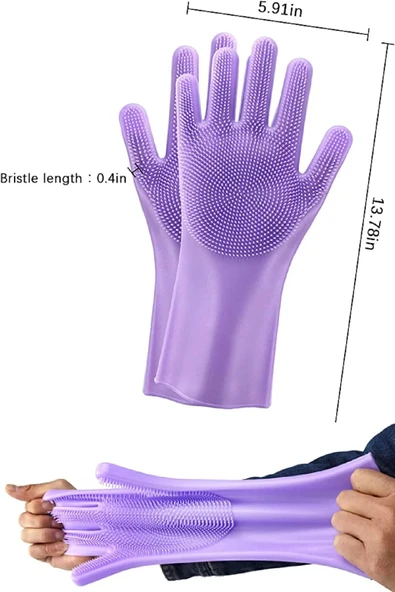 Tilbe Home 2'li Sihirli Silikon Bulaşık Yıkama Eldiveni Tencere Tava Ovma Lavabo Mutfak Fırın Temizlik Iş Eldiven - 4