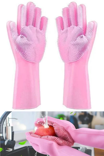 Tilbe Home 2'li Sihirli Silikon Bulaşık Yıkama Eldiveni Tencere Tava Ovma Lavabo Mutfak Fırın Temizlik Iş Eldiven - 2