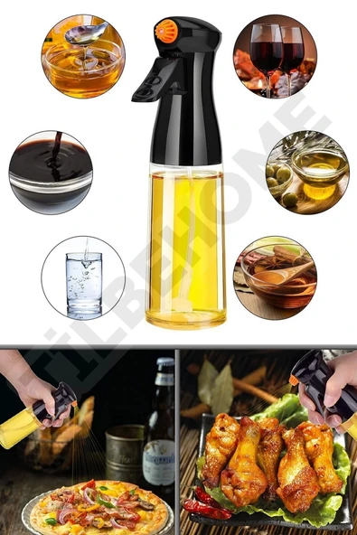 Tilbe Home 2li Büyük Cam Sprey Yağdanlık Airfryer Püskürtmeli Sprey Şişe Ayçiçek Zeytinyağı Sirkelik 300 ml - 6